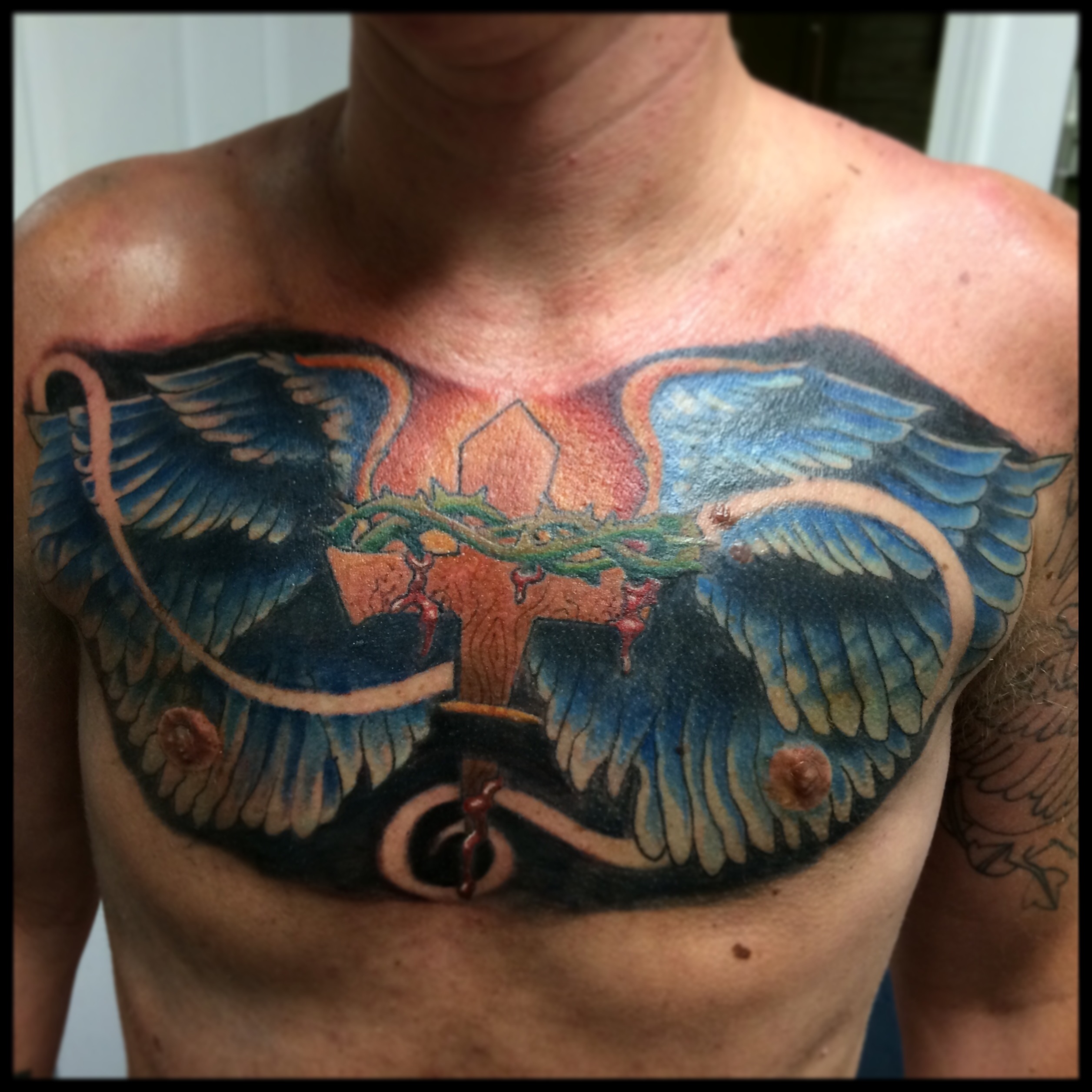Lost City Tattoo — #boof #tattooer #skull #wings #chesttattoo (at...
